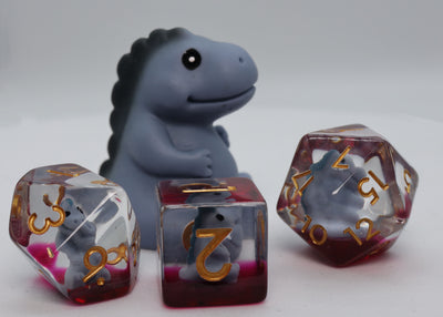 Gray T-Rex RPG Dice Set Plastic Dice Foam Brain Games