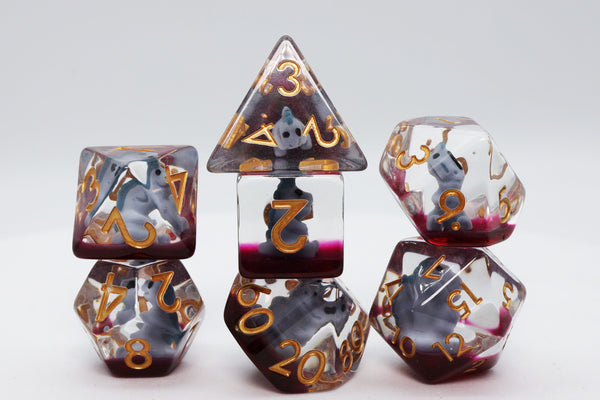 Gray T-Rex RPG Dice Set Plastic Dice Foam Brain Games