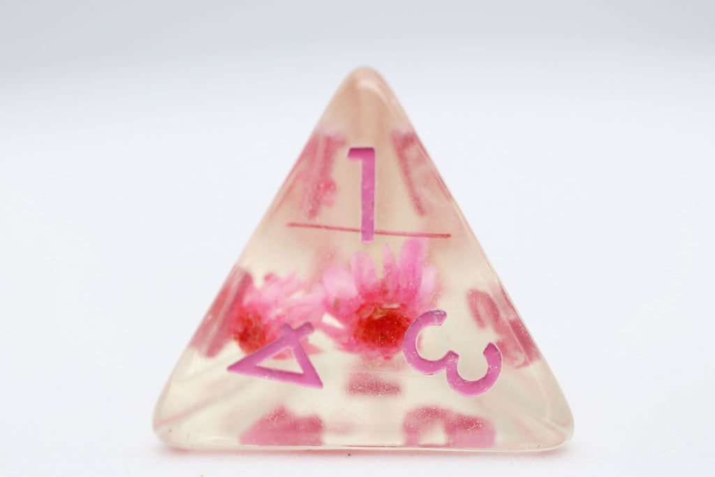 Pink Flowers RPG Dice Set Plastic Dice Foam Brain Games