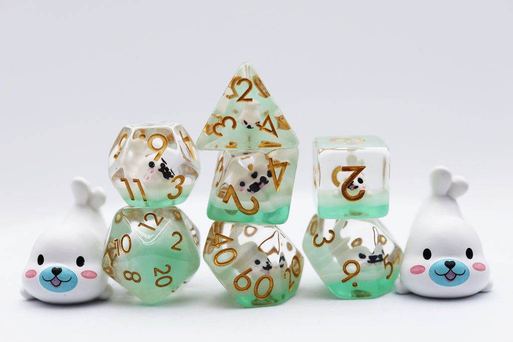 White Seal RPG Dice Set Plastic Dice Foam Brain Games