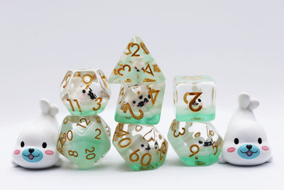 White Seal RPG Dice Set Plastic Dice Foam Brain Games