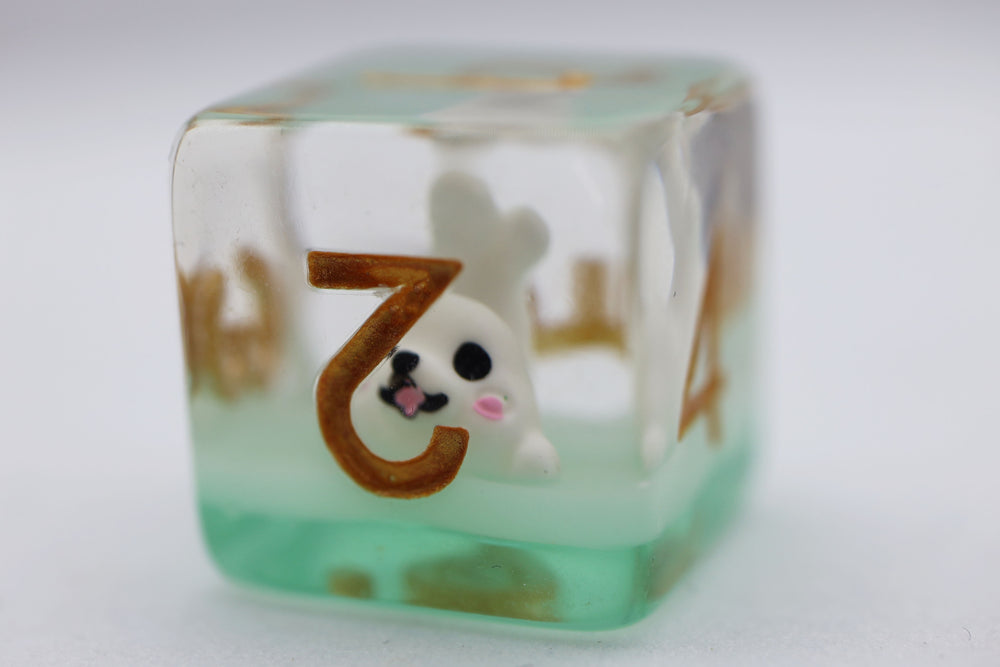 White Seal RPG Dice Set Plastic Dice Foam Brain Games