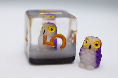 Purple Owl RPG Dice Set Plastic Dice Foam Brain Games