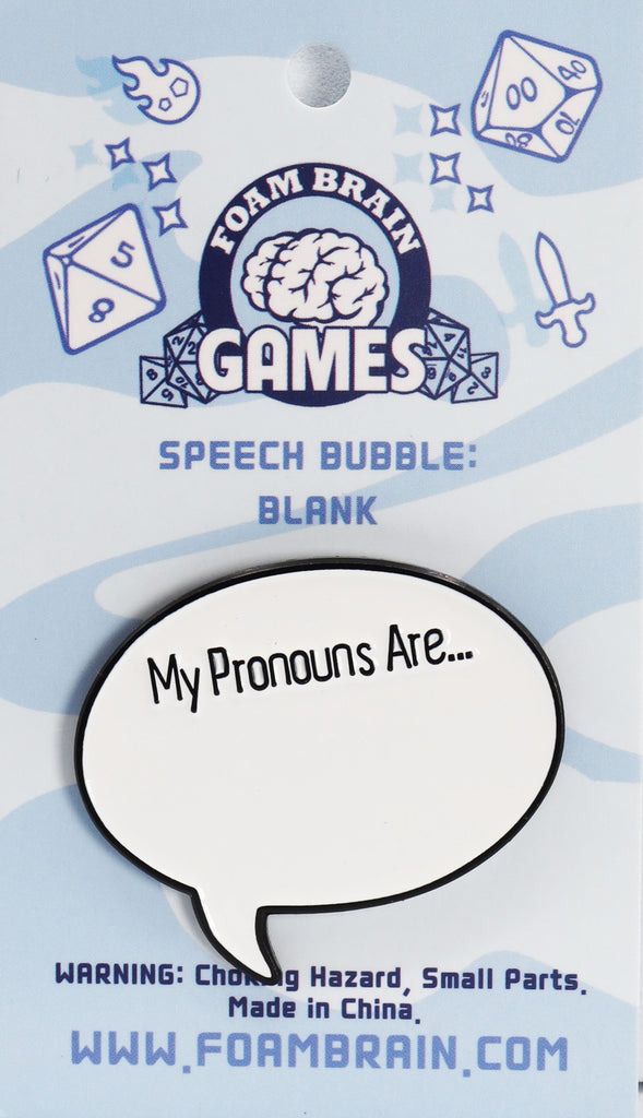 Speech Bubble Pin: My Pronouns Are: Blank Enamel Pin cardboard clothing