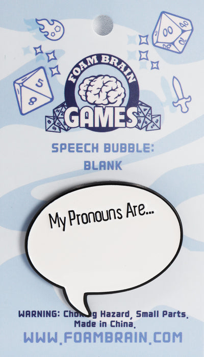 Speech Bubble Pin: My Pronouns Are: Blank  cardboard clothing