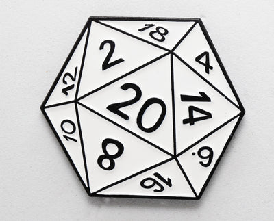 D20 Pin: Shadow Variant Black Enamel Pin Foam Brain Games