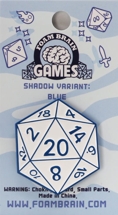 D20 Pin: Shadow Variant Blue Enamel Pin Foam Brain Games