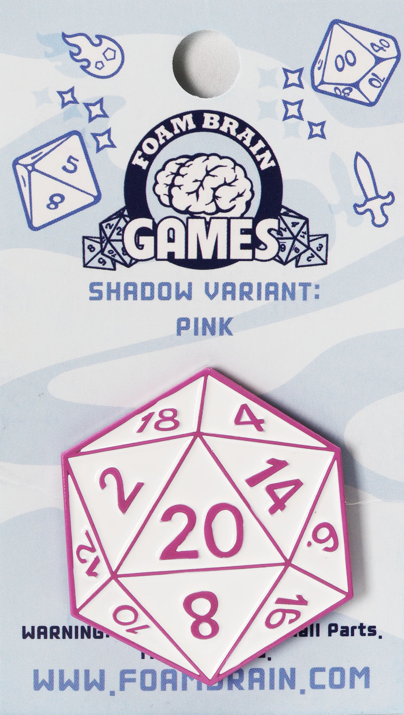 D20 Pin: Shadow Variant Pink Enamel Pin Foam Brain Games