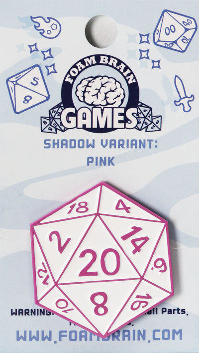 D20 Pin: Shadow Variant Pink Enamel Pin Foam Brain Games