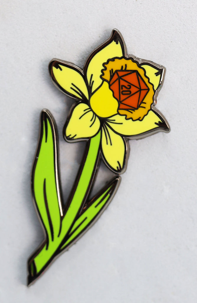 Hollow Hearts Enamel Pin: Dice Daffodil Enamel Pin Foam Brain Games