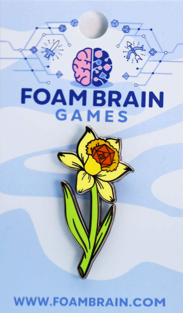 Hollow Hearts Enamel Pin: Dice Daffodil Enamel Pin Foam Brain Games