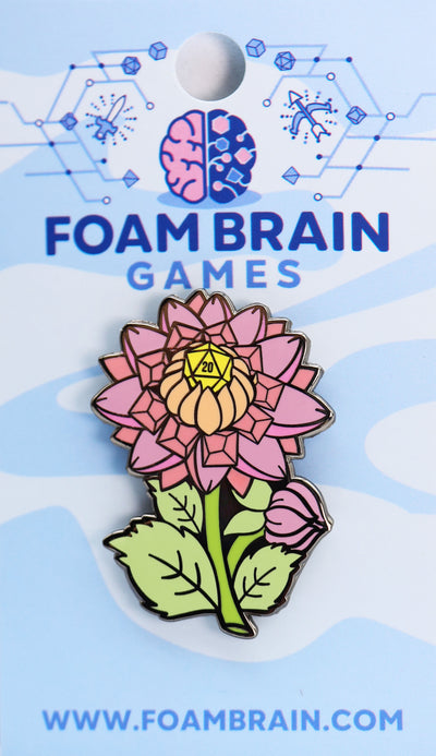 Hollow Hearts Enamel Pin: Dice Dahlia Enamel Pin Foam Brain Games