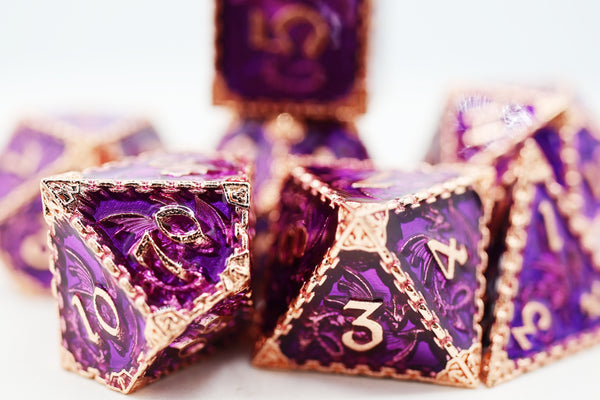 Chained Dragon: Royal with Copper - Metal RPG Dice Set Metal Dice Foam Brain Games