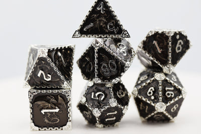 Dragon Essence: Silver Void - Metal RPG Dice Set Metal Dice Foam Brain Games