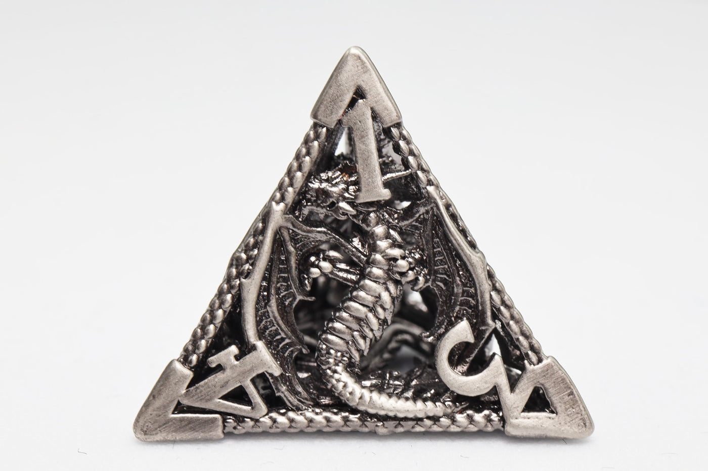 Chained Dragon: Silver - Hollow Metal RPG Dice Set Metal Dice Foam Brain Games