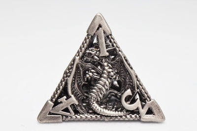 Chained Dragon: Silver - Hollow Metal RPG Dice Set Metal Dice Foam Brain Games