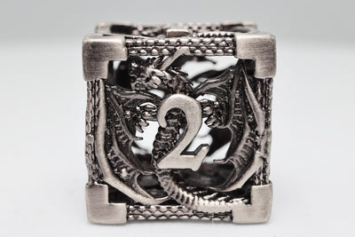 Chained Dragon: Silver - Hollow Metal RPG Dice Set Metal Dice Foam Brain Games