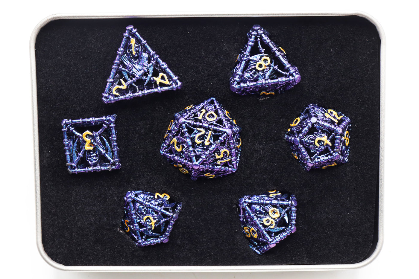 Grim Scythe: Purple - Metal RPG Dice Set Metal Dice Foam Brain Games