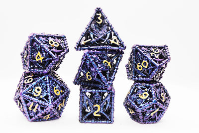 Grim Scythe: Purple - Metal RPG Dice Set Metal Dice Foam Brain Games