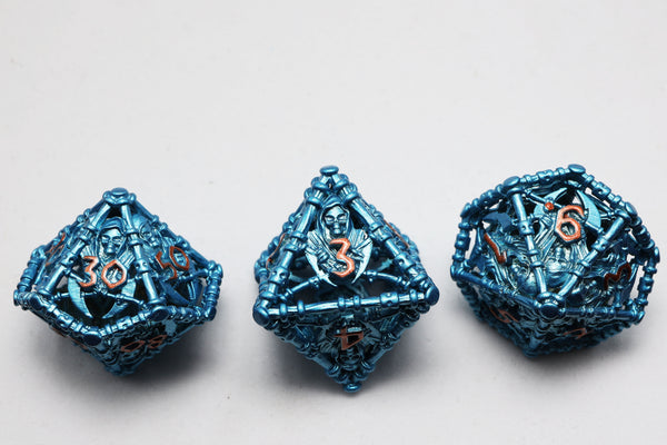 Grim Scythe: Blue - Metal RPG Dice Set Metal Dice Foam Brain Games
