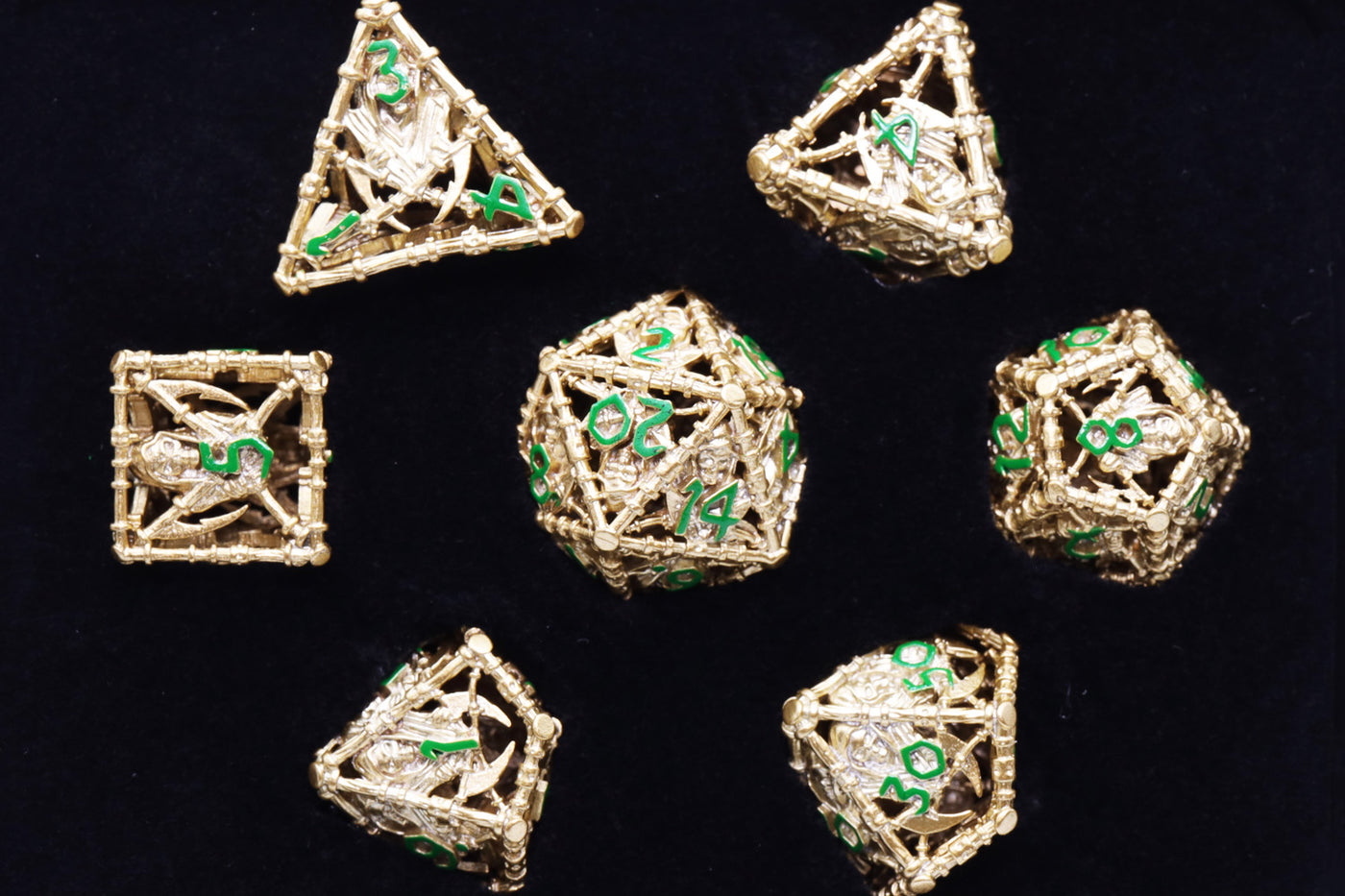 Grim Scythe: Gold - Metal RPG Dice Set Metal Dice Foam Brain Games
