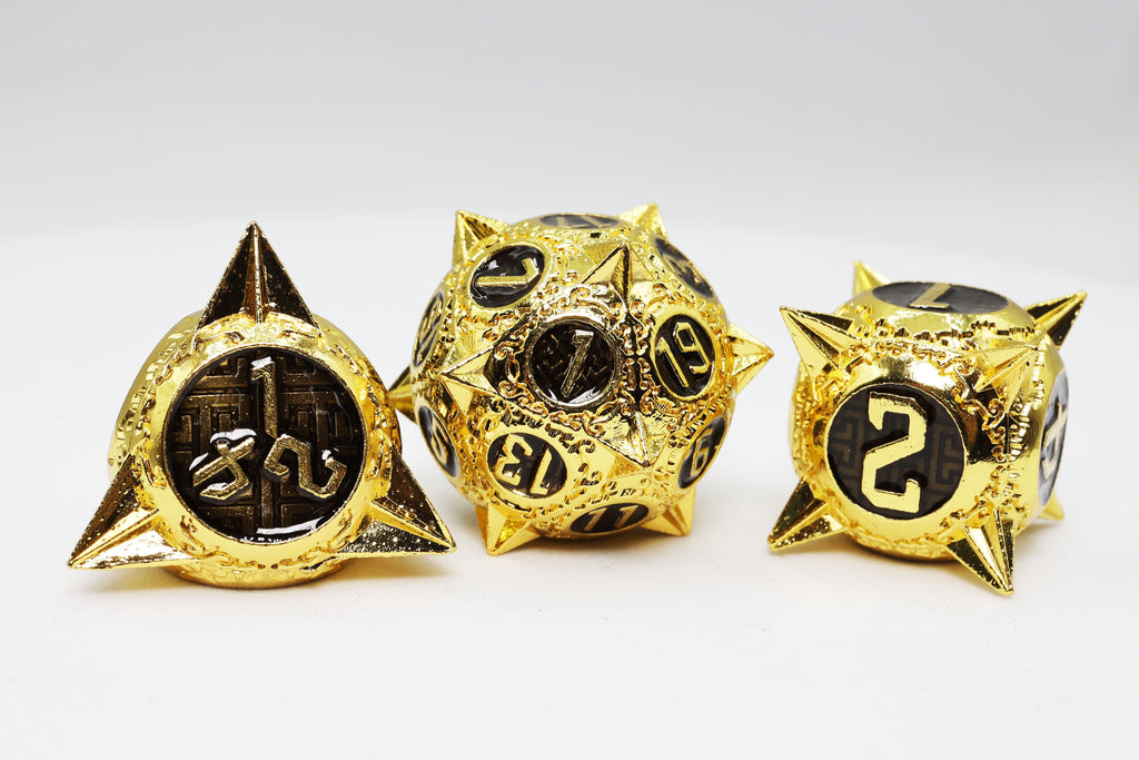 Meteor Storm: Galactic Gold - Metal RPG Dice Set Metal Dice Foam Brain Games