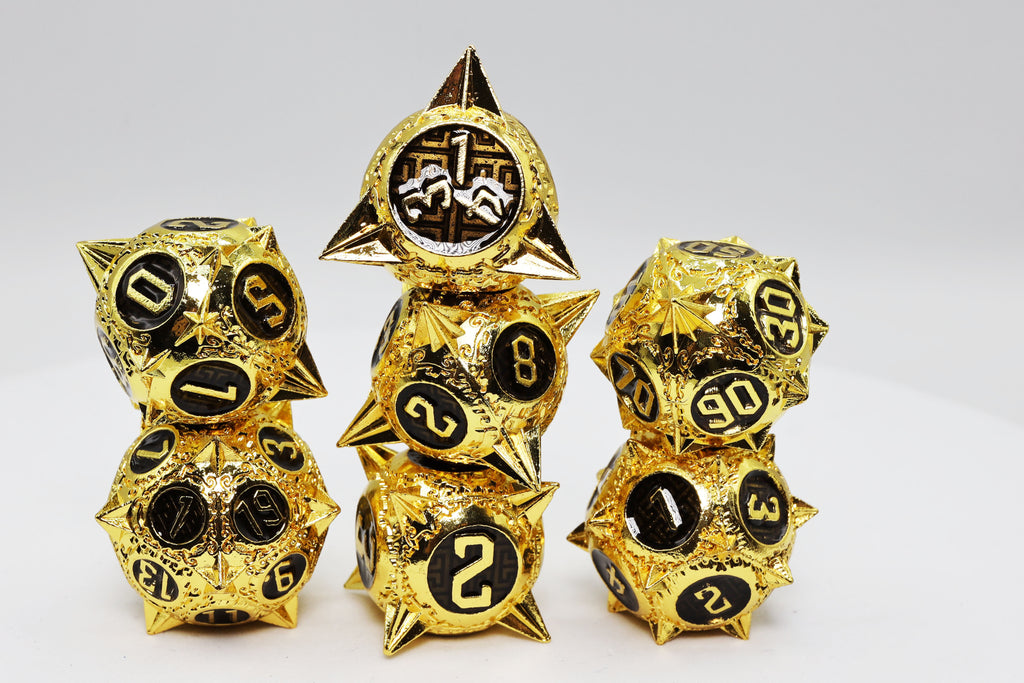 Meteor Storm: Galactic Gold - Metal RPG Dice Set Metal Dice Foam Brain Games