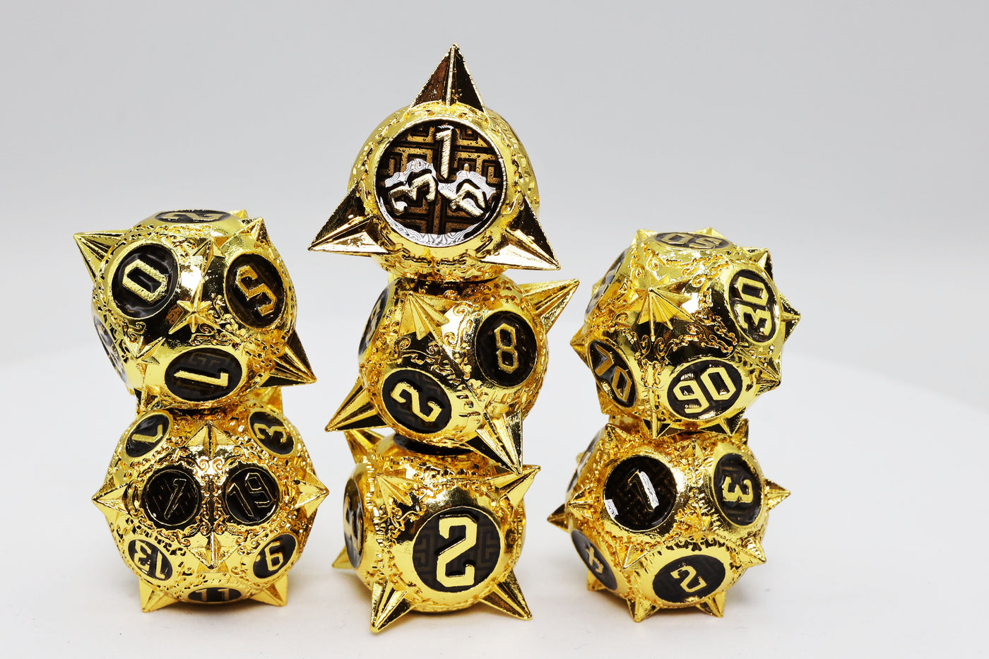 Meteor Storm: Galactic Gold - Metal RPG Dice Set Metal Dice Foam Brain Games