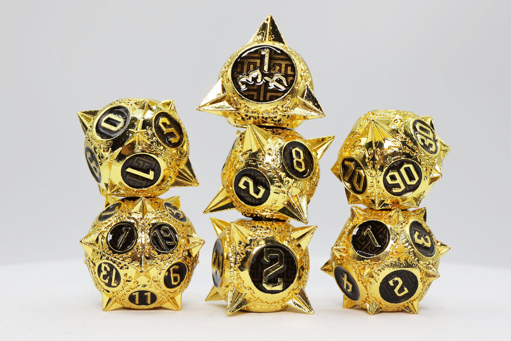 Meteor Storm: Galactic Gold - Metal RPG Dice Set Metal Dice Foam Brain Games