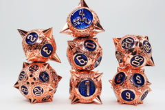 Meteor Storm: Copper-Lit Space - Metal RPG Dice Set Metal Dice Foam Brain Games