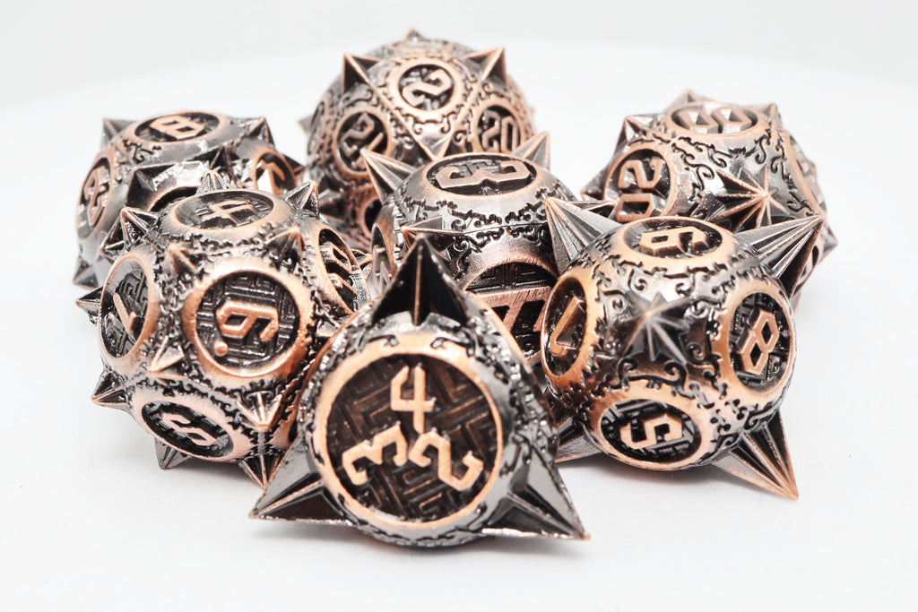 Meteor Storm: Copper Asteroid - Metal RPG Dice Set Metal Dice Foam Brain Games