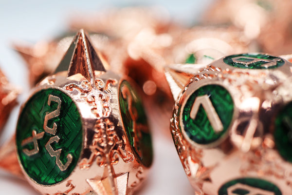 Meteor Storm: Emerald Storm - Metal RPG Dice Set Metal Dice Foam Brain Games