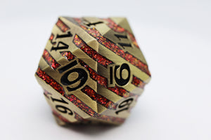 35mm Metal D20 - Bronze with Red Mica Metal Dice Foam Brain Games