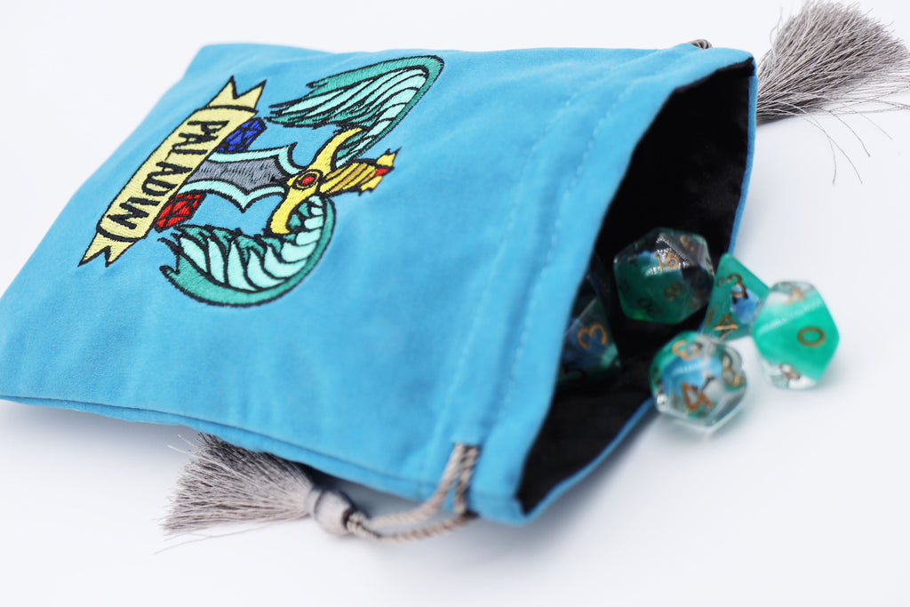 Foam Brain Dice Bag - Mushroom & Leaf Embroidered RPG Dice Carrier