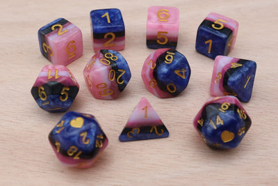 Genderfluid Heartbeat Dice Set Plastic Dice Foam Brain Games