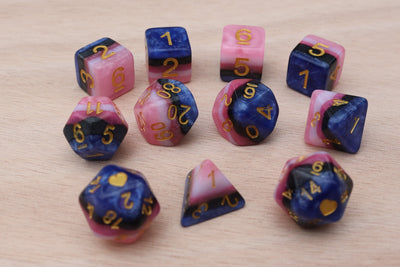 Genderfluid Heartbeat Dice Set Plastic Dice Foam Brain Games