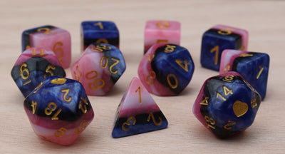 Genderfluid Heartbeat Dice Set Plastic Dice Foam Brain Games