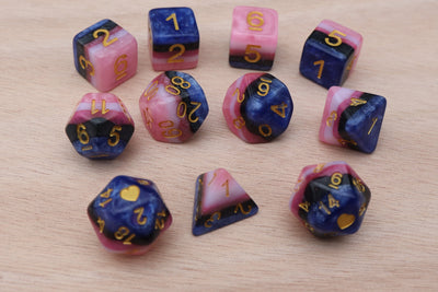 Genderfluid Heartbeat Dice Set Plastic Dice Foam Brain Games