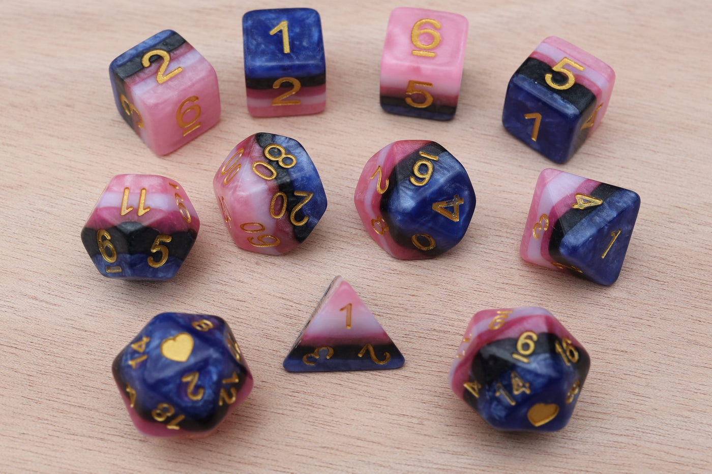 Genderfluid Heartbeat Dice Set Plastic Dice Foam Brain Games