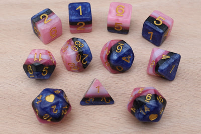 Genderfluid Heartbeat Dice Set Plastic Dice Foam Brain Games