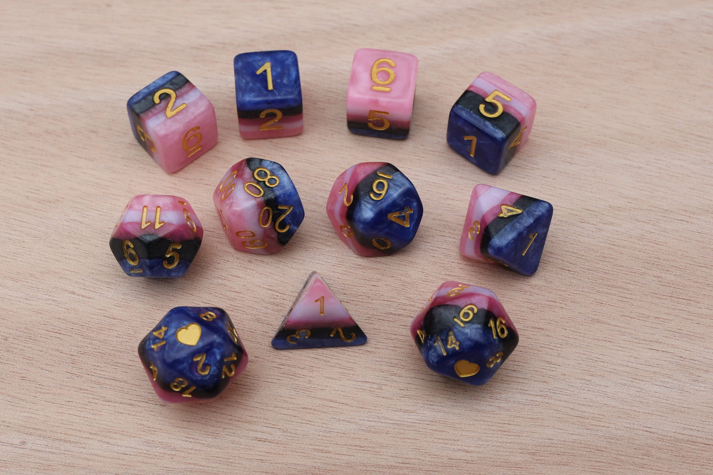 Genderfluid Heartbeat Dice Set Plastic Dice Foam Brain Games