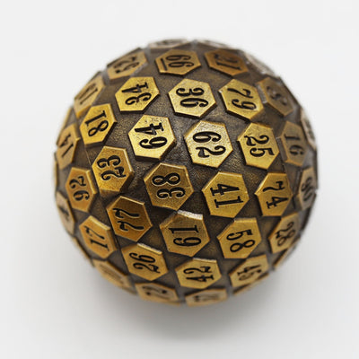 45mm Metal D100 - Gold Metal Dice Foam Brain Games