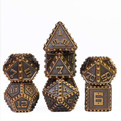 Brigandine Armor: Gold - Metal RPG Dice Set Metal Dice Foam Brain Games