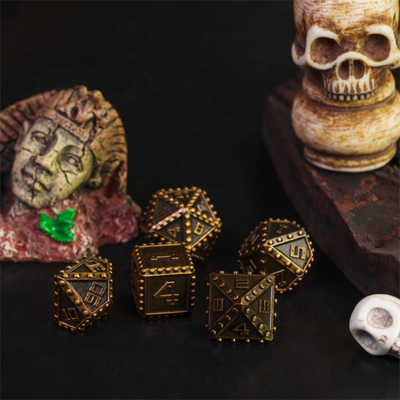 Brigandine Armor: Gold - Metal RPG Dice Set Metal Dice Foam Brain Games