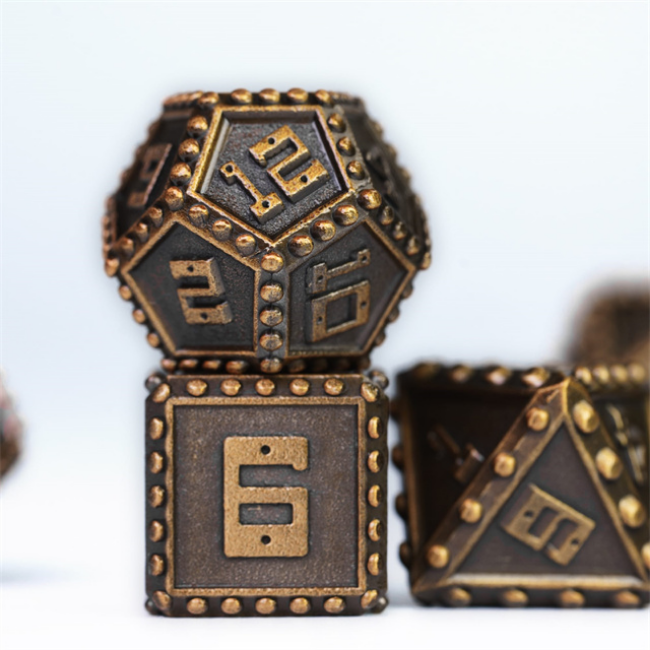 Brigandine Armor: Gold - Metal RPG Dice Set Metal Dice Foam Brain Games