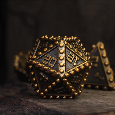 Brigandine Armor: Gold - Metal RPG Dice Set Metal Dice Foam Brain Games