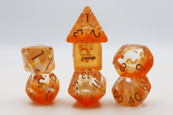 Golden Koi Fish RPG Dice Set Plastic Dice Foam Brain Games