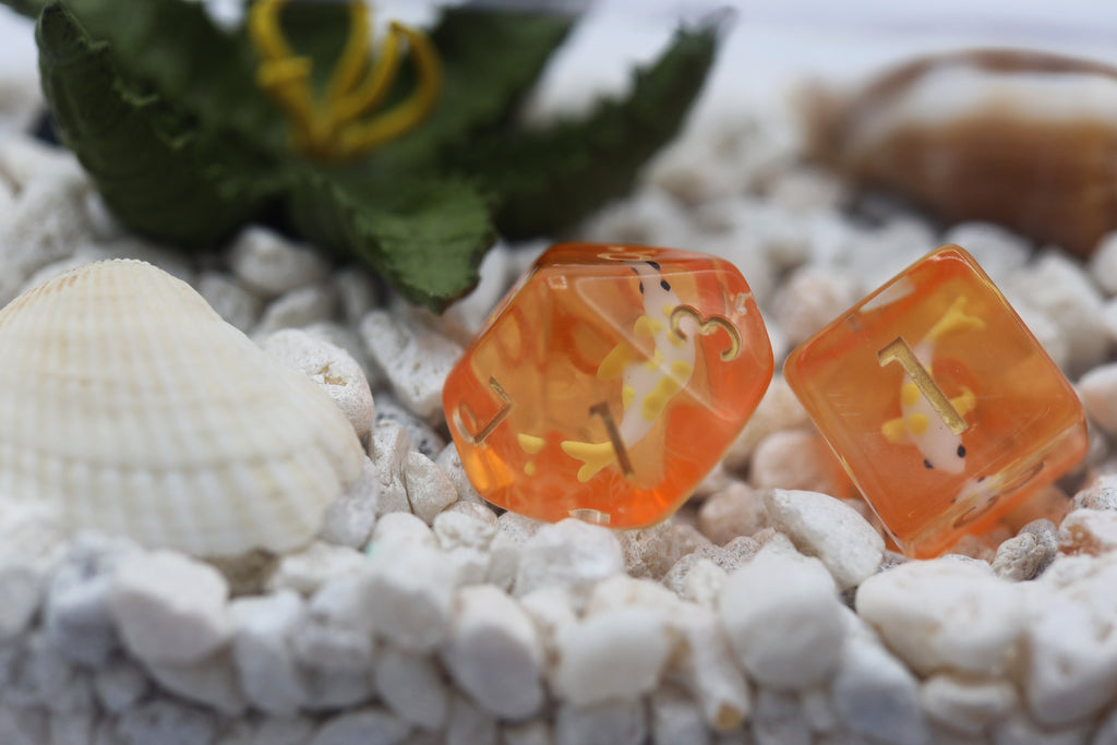 Golden Koi Fish RPG Dice Set Plastic Dice Foam Brain Games