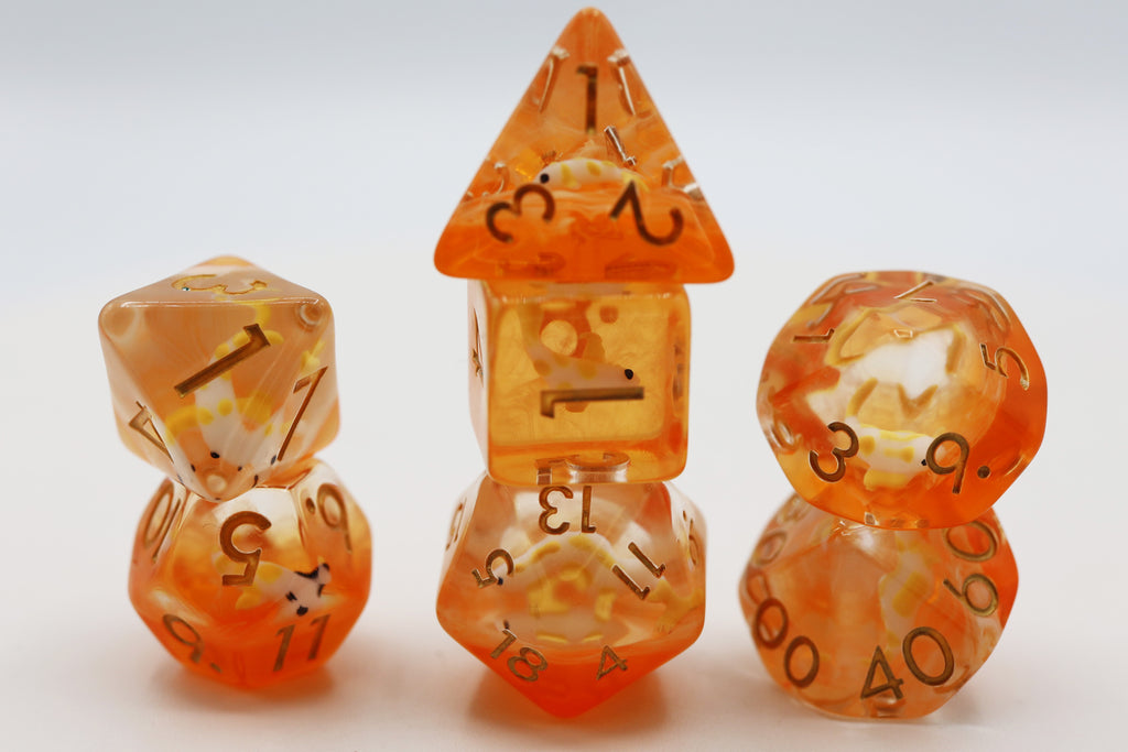 Golden Koi Fish RPG Dice Set Plastic Dice Foam Brain Games