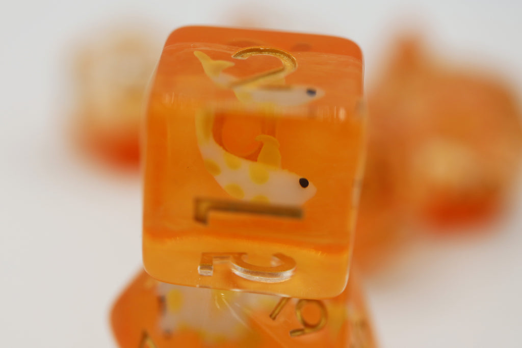 Golden Koi Fish RPG Dice Set Plastic Dice Foam Brain Games